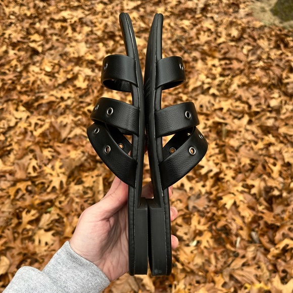 Vera Wang Black Grommet Sandals - Picture 3 of 6